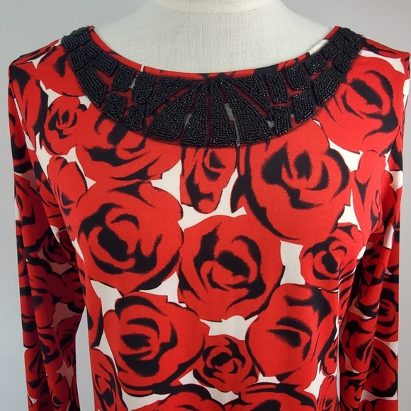 MAX & RINA COOL ROSE PRINT SHIRT SIZE MEDIUM - Picture 2 of 6